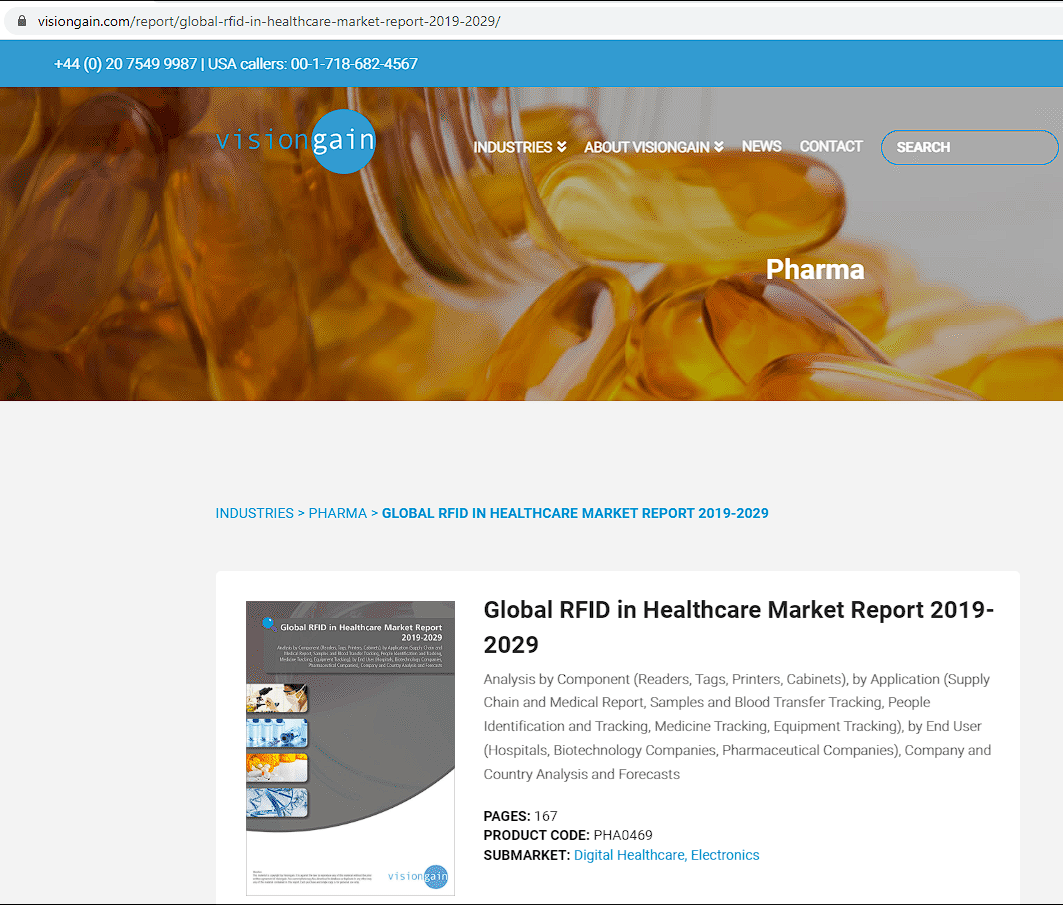 2019-2029年全球医疗市场 RFID 报告