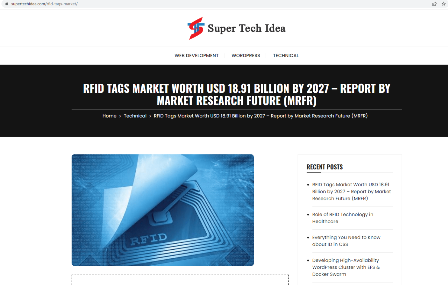 RFID标签的市场价值美元18.91亿，2027年的报告通过市场研究的未来(MRFR)  必应词典